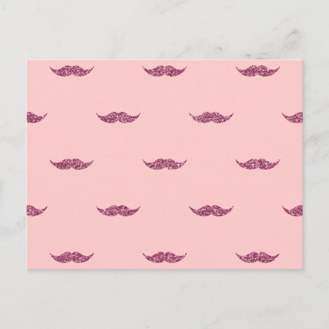 Carte Postale Moustaches Parties scintillant roses (Devant)