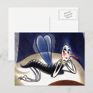 Carte Postale Moustique Paludisme Madame Vintage