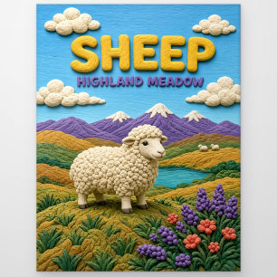 Carte Postale Mouton, Art en argile de prairie des Highlands