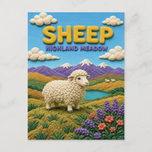 Carte Postale Mouton, Art en argile de prairie des Highlands