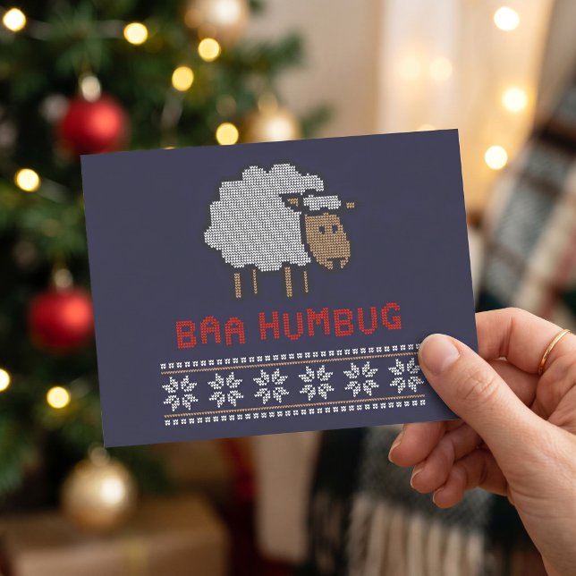 Carte Postale Mouton de Noël Baa Humbug (Créateur téléchargé)