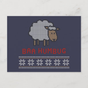 Carte Postale Mouton de Noël Baa Humbug