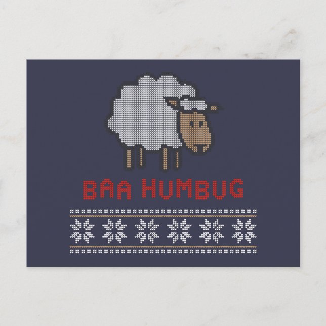 Carte Postale Mouton de Noël Baa Humbug (Devant)