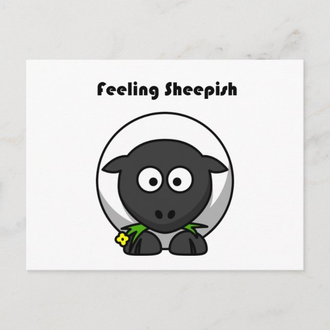 Carte Postale Mouton penaud Dessin animé de mouton mignon avec u (Devant)