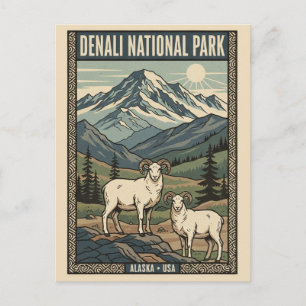 Carte Postale Moutons de Dall dans le parc national Denali en Al