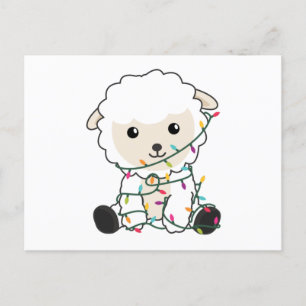 Carte Postale Moutons Noël Neige Animaux d'hiver Moutons
