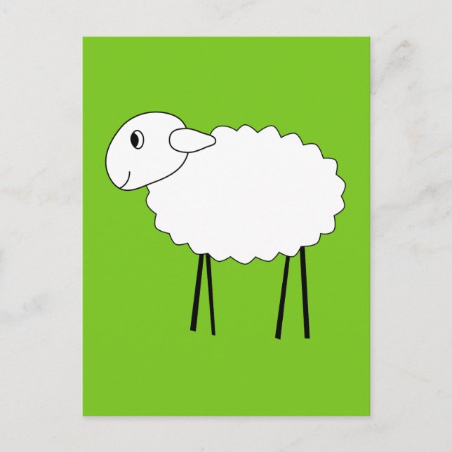 Carte Postale Moutons sur Arrière - plan vert. (Devant)