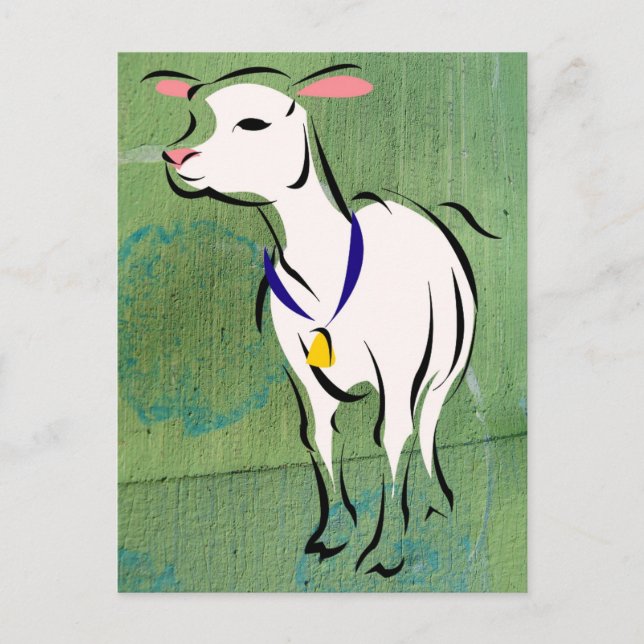 Carte Postale Moutons sur fond de médias mixtes (Devant)