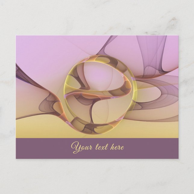 Carte Postale Mouvements Abstraits Texte Fractal Doré Rose Moder (Devant)