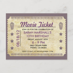 Carte Postale Movie Ticket Thème