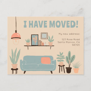 Carte Postale Moving Faire-part Adresse Cute Living Room Canapé