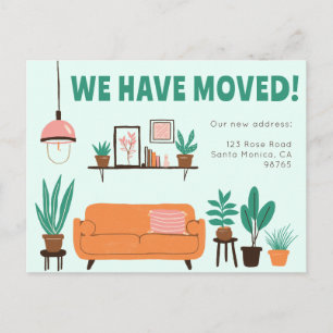 Carte Postale Moving Faire-part Adresse Cute Living Room Canapé