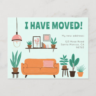 Carte Postale Moving Faire-part Adresse Cute Living Room Canapé