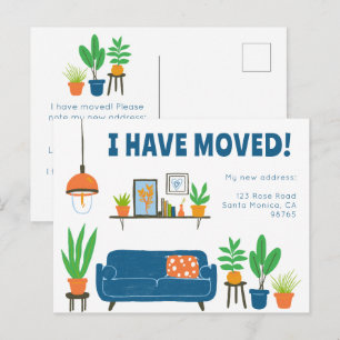 Carte Postale Moving Faire-part Adresse Cute Living Room Canapé