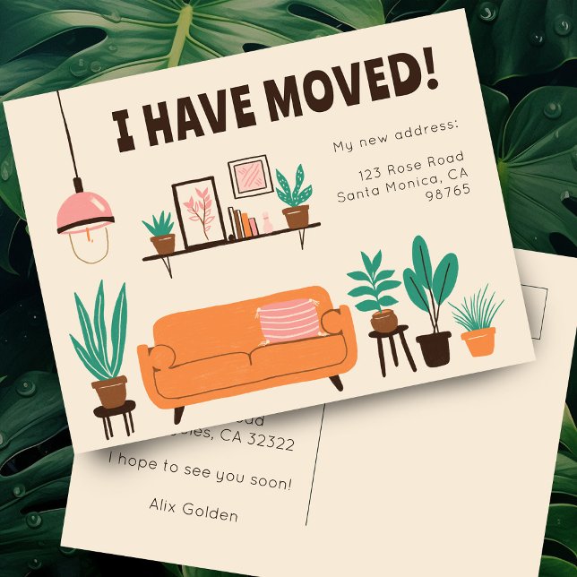 Carte Postale Moving Faire-part Adresse Cute Living Room Canapé (Moving Announcement Address Cute Living Room Sofa Postcard
)