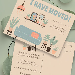 Carte Postale Moving Faire-part Adresse Cute Living Room Canapé