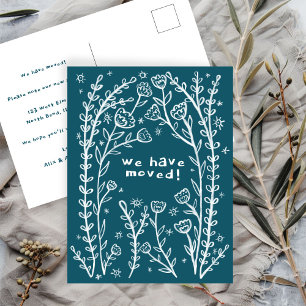 Carte Postale Moving Faire-part Floral Frame Croquis Doodle