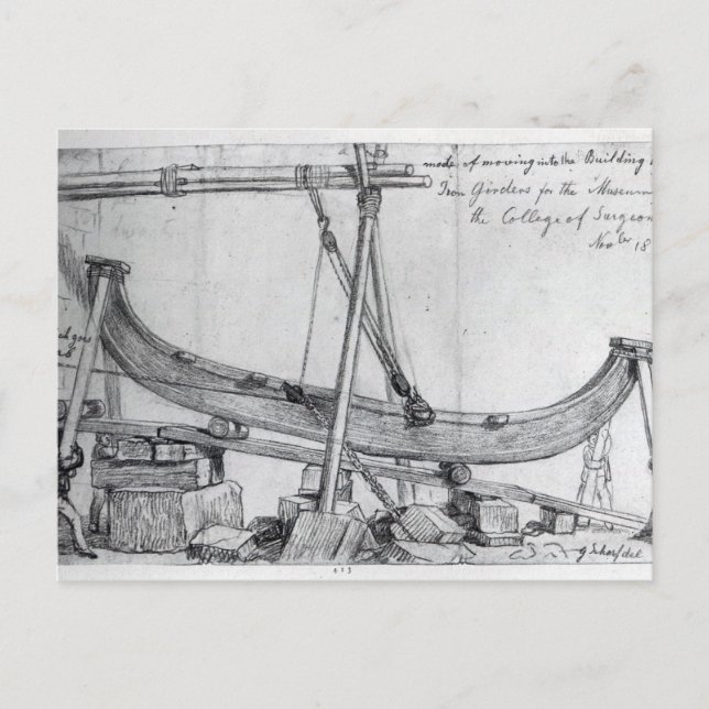 Carte Postale Moving Iron Girders utilisé construire la Hunteria (Devant)