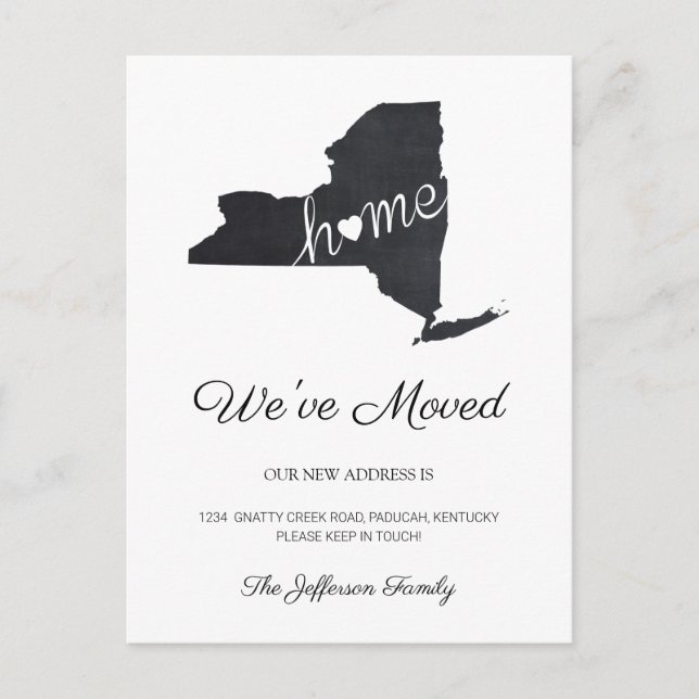 Carte postale Moving New York Chalkboard State Map (Devant)