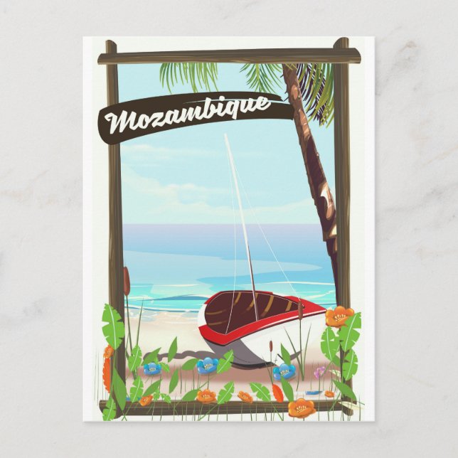 Carte Postale Mozambique Bande dessinée de bateau de pêche vacan (Devant)