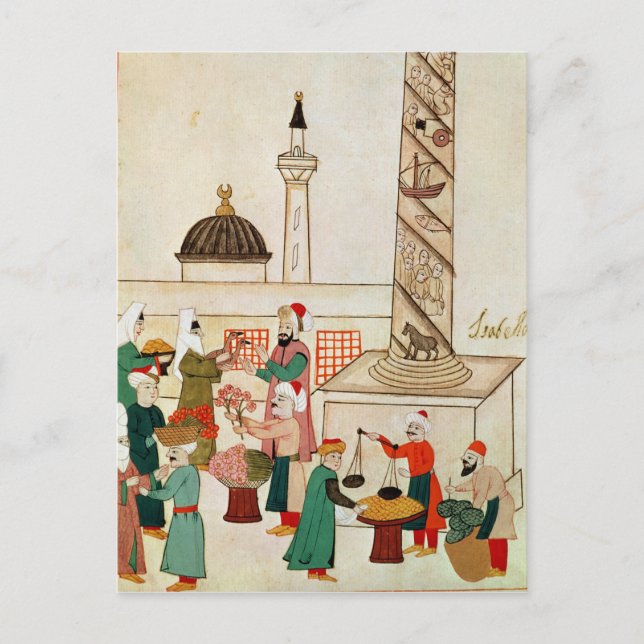 Carte Postale Ms 1671 A Bazaar in Istanbul, c.1580 (Devant)