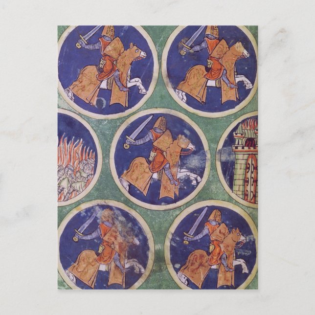 Carte Postale Ms 3516 fol.217v Cinq Chevaliers (Devant)