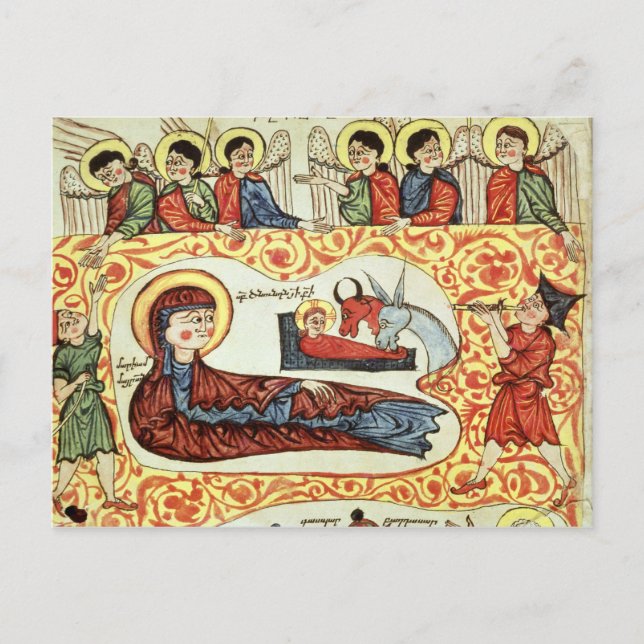 Carte Postale Ms 404 fol.1v La Nativité, d'un Evangile (Devant)