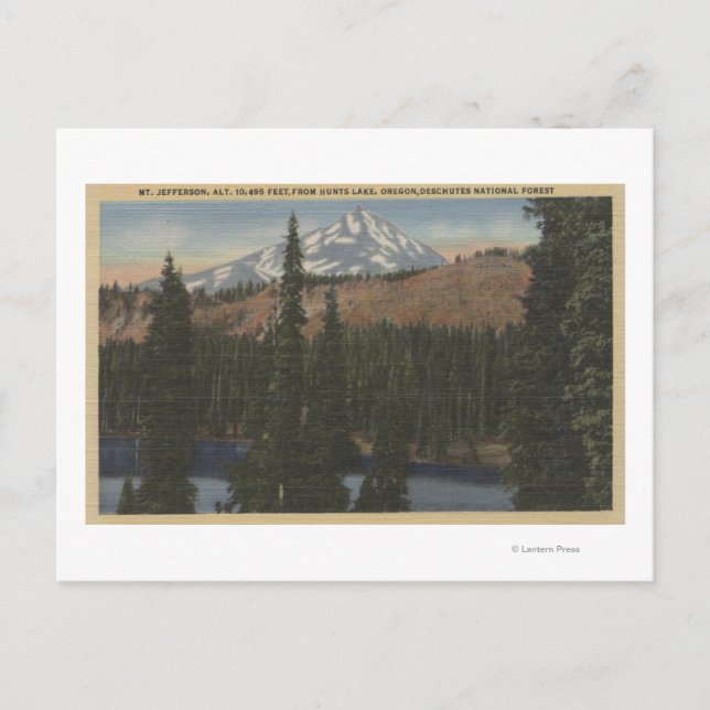 Carte Postale Mt. Jefferson, Oregon - Vue du lac Hunts (Devant)