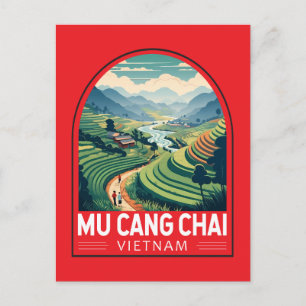 Carte Postale Mu Cang Chai Vietnam Emblem Voyage Retro
