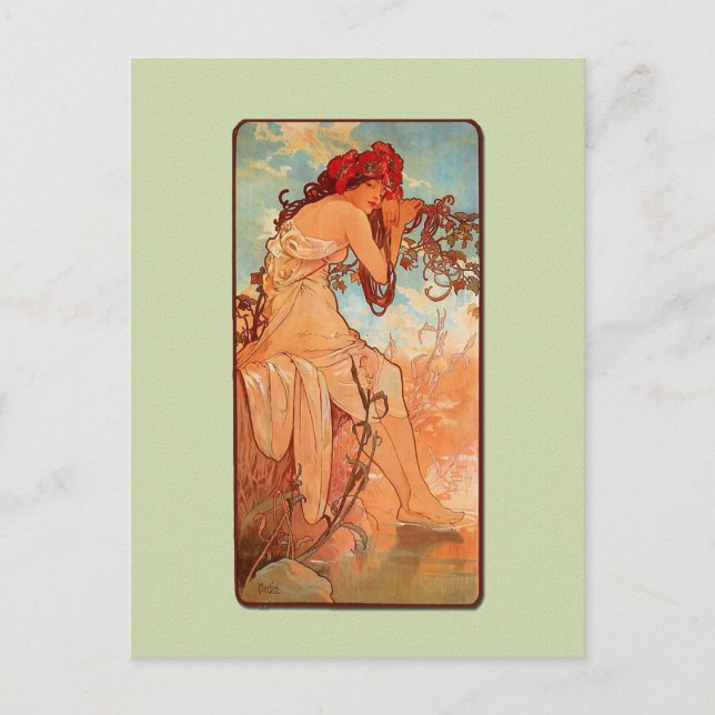 Carte postale Mucha Art Nouveau Summer (Devant)