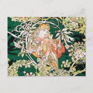 Carte Postale Mucha Art Nouveau : Une Femme Daisée
