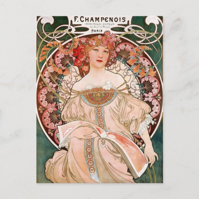 Carte Postale Mucha Art Nouveau vintage (Devant)