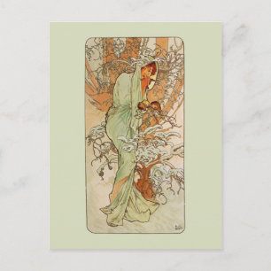 Carte postale Mucha Art NouveauWinter Girl