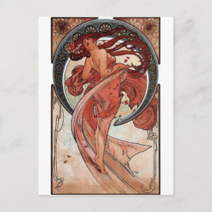 Carte Postale Mucha dame art déco