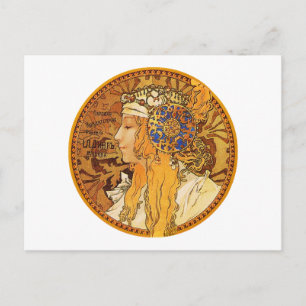 Carte Postale Mucha - Femme aux Bijoux - Art Vintage