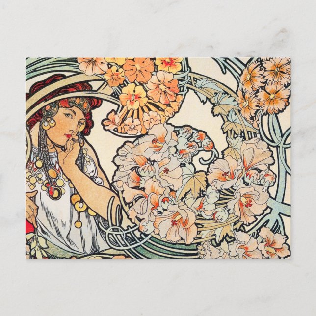 Carte postale : Mucha - langue des fleurs (Devant)