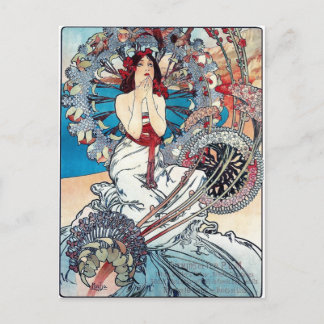 Carte Postale Mucha Monaco Monte carlo dame affiche art déco
