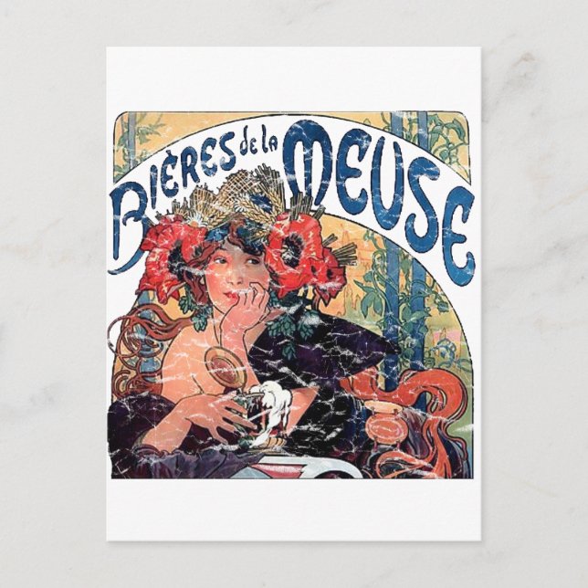 Carte Postale Mucha -Muse -1860 - en détresse (Devant)