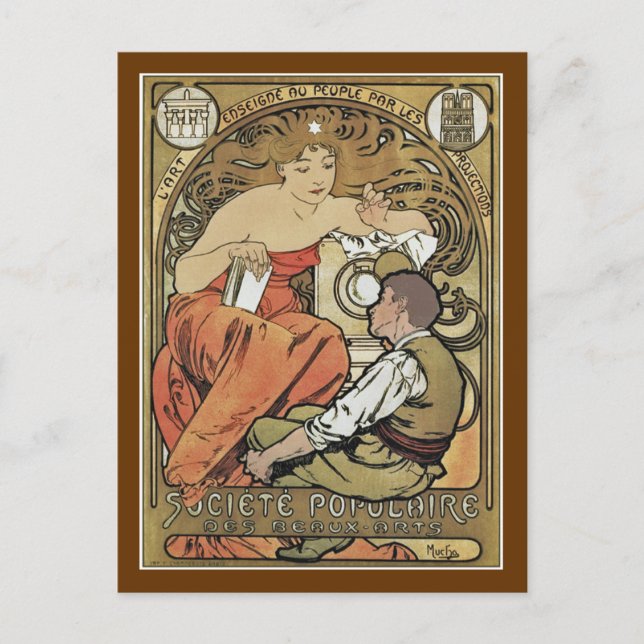 Carte Postale Mucha - Société populaire des Beaux-Arts (Devant)