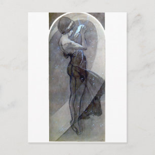 Carte Postale mucha star du nord art nouveau déco femme