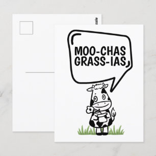 Carte Postale Muchas Gracias Vache Thème Beaucoup de Merci Drôle