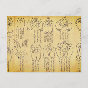 Carte Postale Mudras (parchemin japonais du XIIe siècle)