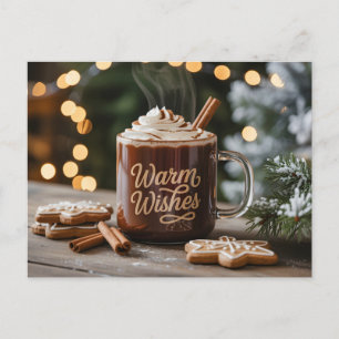 Carte Postale Mug de vacances Vœux chaleureux : Chocolat chaud c