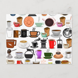 Carte Postale Mugs de café (Ajouter une couleur Arrière - plan)