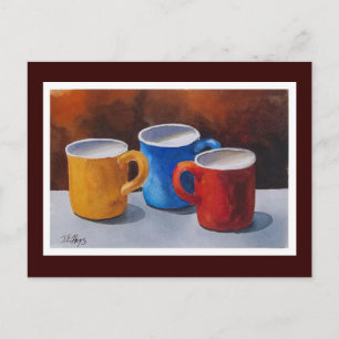 Carte Postale Mugs de café colorés