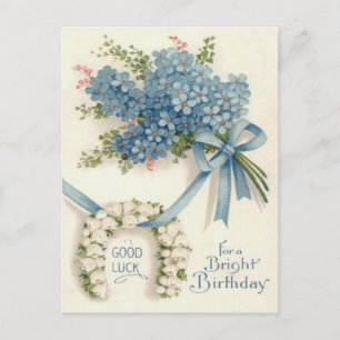 Carte Postale Muguet de mai fer à cheval ne m'oubliez pas