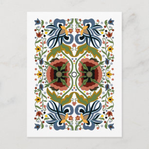 Carte Postale Multicolor art populaire estonien motif floral