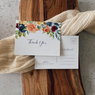 Carte postale Multicolor Elegant Merci Floral