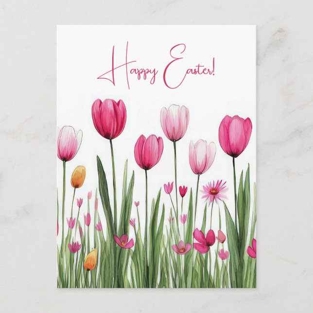 Carte postale multicolore Aquarell Oster avec tuli (Devant)