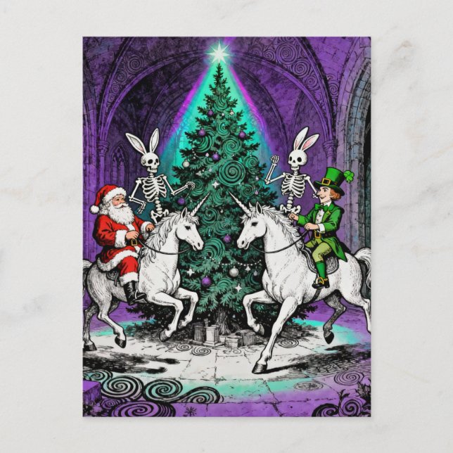 Carte Postale Multiple Holidays Spooky Party with Unicorns (Devant)